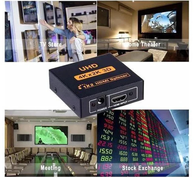 Alt view image 7 of 7 - 2 Port 1 in 2 Out HDMI Splitter Adapter, Female to Female 1x2 HDMI Distributor Support 4K for Xbox PS4 DVD HDTV PC Laptop