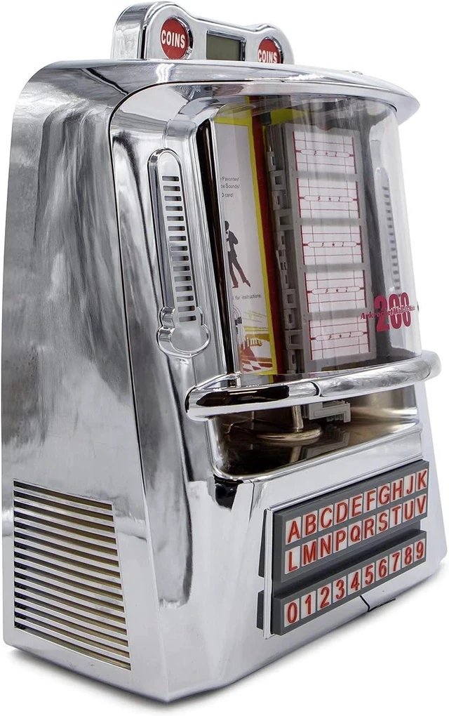Alt view image 3 of 7 - 200 Wall-O-Matic Table Jukebox Wallbox Wireless Bluetooth Speaker FM Radio SD USB Retro American Diner Style Tabletop