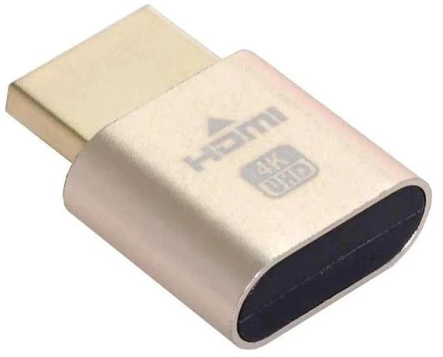 Main image of Gold HDMI Dummy Plug Virtual Display Emulator, 4K@60Hz HDMI 1.4 EDID DDC Headless Ghost Monitor Adapter for Mining Remote PC