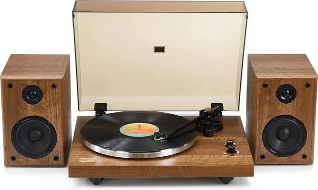 Main image of Vinyl Record Player Wireless Bluetooth Turntable Builds in Phono Preamp and Comes with 40W External Speakers Retro Wooden Shell High-Fidelity Sound