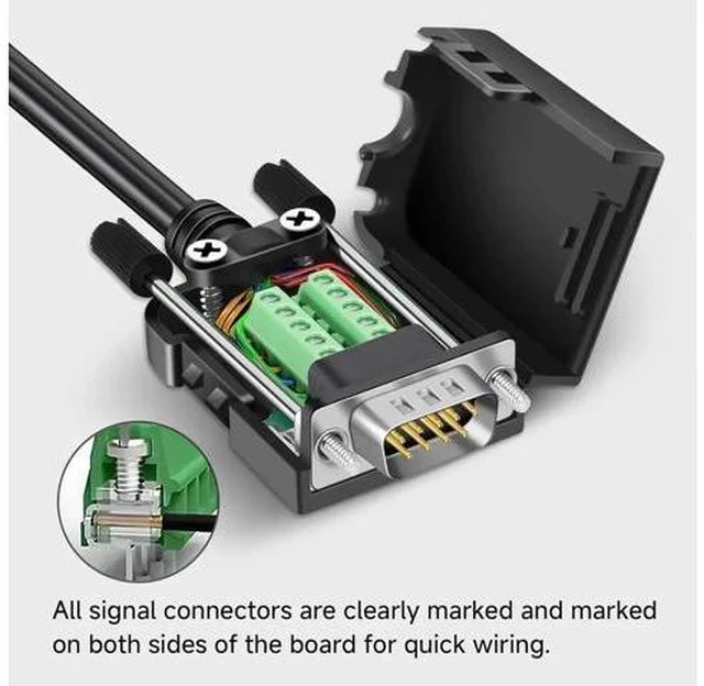 Alt view image 5 of 5 - DB9 Male RS232 Breakout Board Solderless Screw Terminal Module with Housing & Long Mounting Bolts, 9Pin D-SUB Serial Adapter