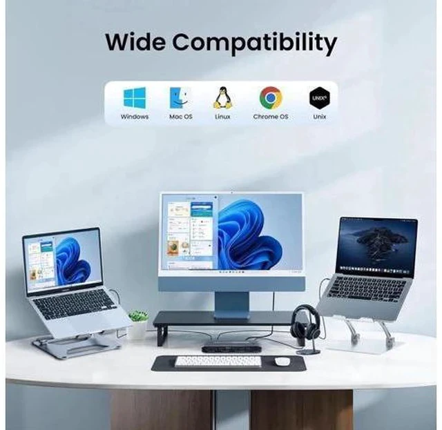 Alt view image 4 of 5 - 2 Port USB-C KVM Switch with HDMI & DP Output, Thunderbolt Type-C KVM Hub 7 USB-A, 100W PD, RJ45 Ethernet & 3.5mm Audio Jack, 4K@60Hz for Laptops