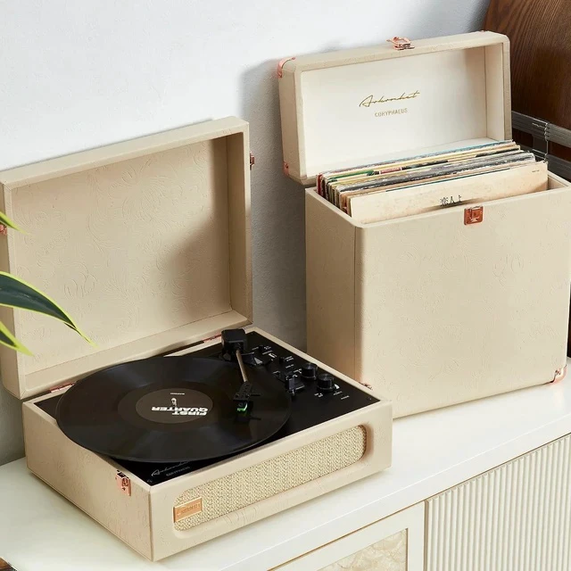 Alt view image 5 of 7 - Record Storage and Carrying Case, Fits all Standard Records - 33 1/3, 45 and 78 RPM, Holds 30 Albums, Perfect for your Treasured Record Collection (Flora Engraved)