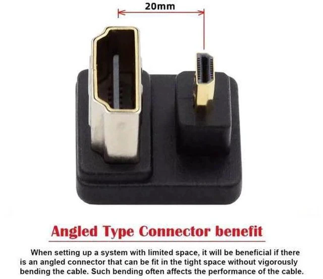 Alt view image 4 of 7 - 180° Up Angled Micro HDMI Male to HDMI Female Adapter, Supports 4K@60Hz