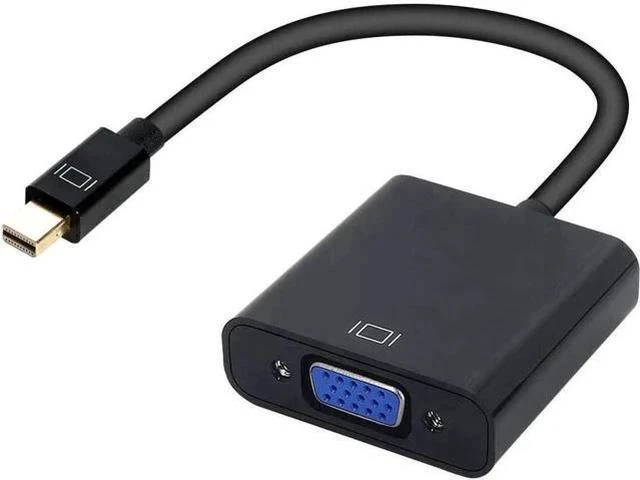 Main image of Mini DisplayPort to VGA Adapter, Thunderbolt Compatible Mini DP Male to VGA Female Converter, Gold-Plated, Supports 1080P Full HD, Black for ThinkPad Surface Pro Laptop PC Monitor Projector HDTV