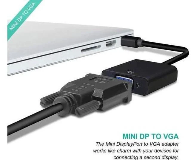 Alt view image 4 of 7 - Mini DisplayPort to VGA Adapter, Thunderbolt Compatible Mini DP Male to VGA Female Converter, Gold-Plated, Supports 1080P Full HD, Black for ThinkPad Surface Pro Laptop PC Monitor Projector HDTV