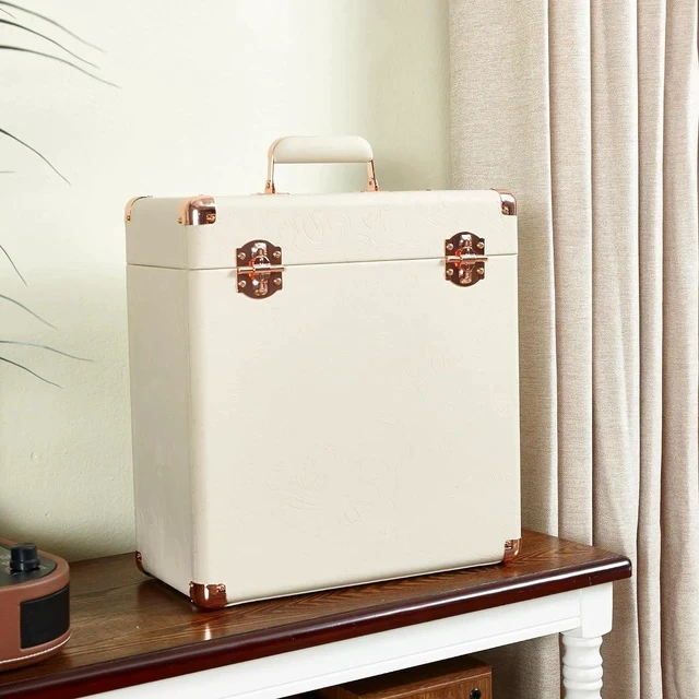 Alt view image 6 of 7 - Record Storage and Carrying Case, Fits all Standard Records - 33 1/3, 45 and 78 RPM, Holds 30 Albums, Perfect for your Treasured Record Collection (Flora Engraved)