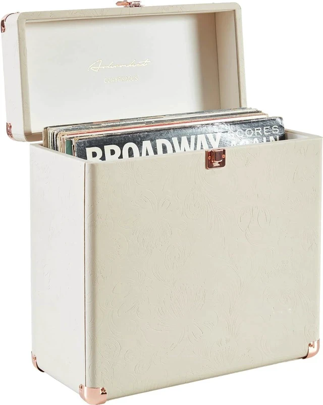 Alt view image 7 of 7 - Record Storage and Carrying Case, Fits all Standard Records - 33 1/3, 45 and 78 RPM, Holds 30 Albums, Perfect for your Treasured Record Collection (Flora Engraved)