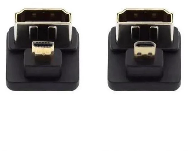 Main image of 2 Pack 180° Angled Micro HDMI Male to HDMI Female Adapter, 4K@60Hz