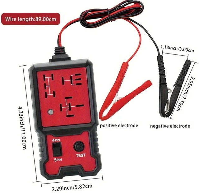 Alt view image 2 of 6 - 12V Relay Tester for 4 & 5 Pin Auto Relays Compact Diagnostic Tool with Battery Clips, Easy-to-Use Car Relay Analyzer for Electrical System Testing