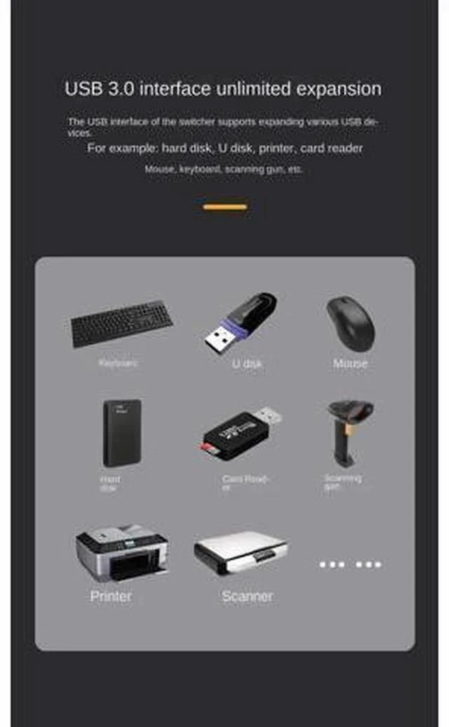 Alt view image 5 of 7 - 2x1 HDMI 2.1 8K KVM Switch with 4 USB 3.0 Ports, 2 PCs Share 1 Monitor, Support 8K@60Hz, 4K@120Hz, YUV 4:4:4, HDCP 2.3, HDR10, Hotkey Control, Dark Shell