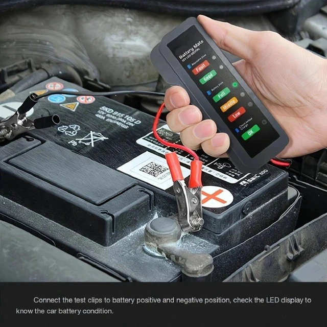 Alt view image 4 of 7 - Portable 12V Car Battery Tester with Digital Display Automotive Battery Health Analyzer for Cranking, Charging System & Fault Diagnosis