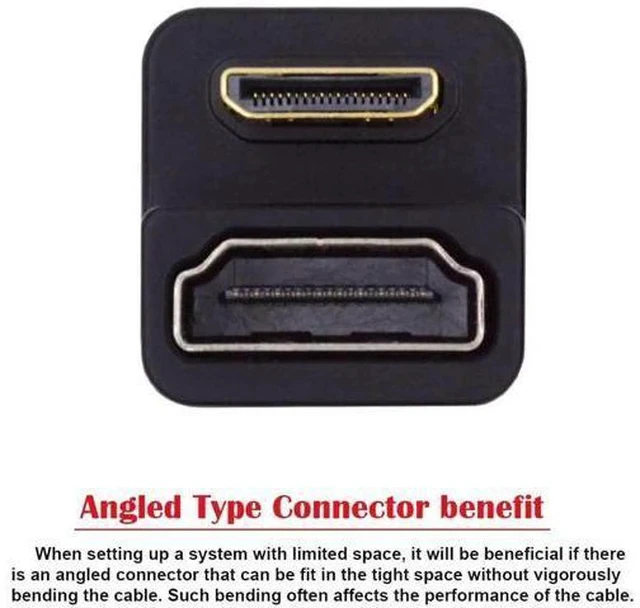 Alt view image 3 of 7 - U-Shaped 360° Up Reverse Back Angled Mini HDMI 1.4 Male to HDMI Female Extension Adapter, 4K@60Hz Mini HDMI Converter