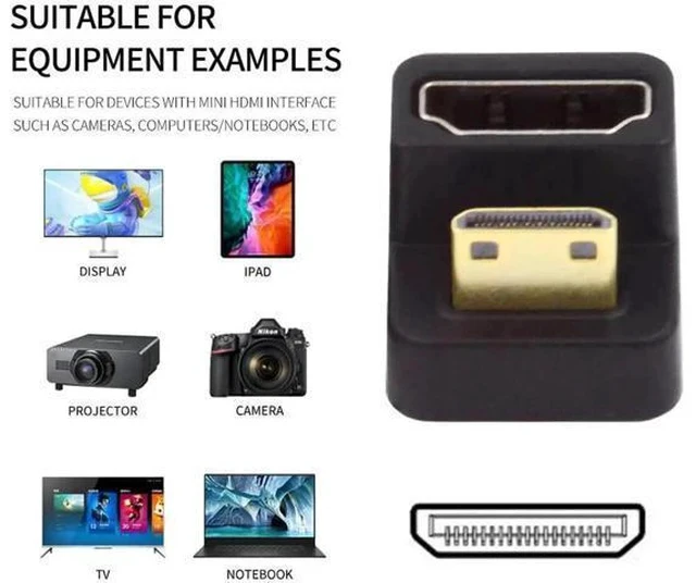 Alt view image 4 of 7 - U-Shaped 360° Up Reverse Back Angled Mini HDMI 1.4 Male to HDMI Female Extension Adapter, 4K@60Hz Mini HDMI Converter