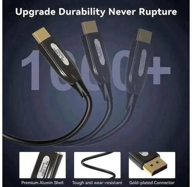 Alt view image 3 of 7 - 8K Fiber Optic Displayport 1.4 Cable 10Feet, Supports 8K@60Hz, 4K@144Hz High Speed 32.4Gbps Support 3D Visual Effects, VR Headset,HDCP2.2, HDR-Black 10 ft.