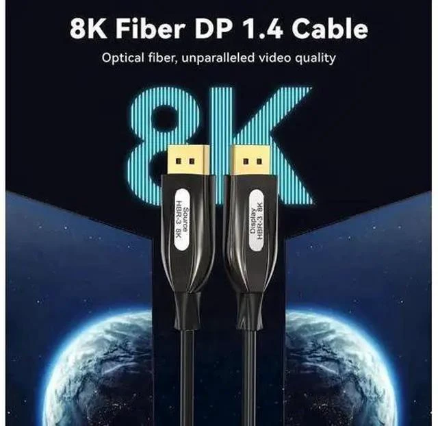 Alt view image 4 of 7 - 8K Fiber Optic Displayport 1.4 Cable 10Feet, Supports 8K@60Hz, 4K@144Hz High Speed 32.4Gbps Support 3D Visual Effects, VR Headset,HDCP2.2, HDR-Black 10 ft.