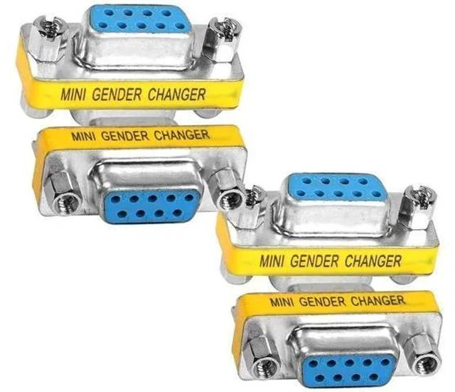 Main image of 4-Pack DB9 Female to Female Gender Changer, 9 Pin D-SUB RS232 Serial Port Coupler Adapter for Serial Communication Devices, PLC Controllers, POS Equipment