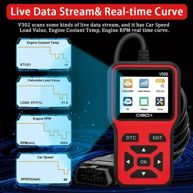 Alt view image 2 of 6 - V500 Automotive Diagnostic Tool OBD2 Engine Code Reader with Multi-Language