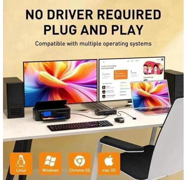 Alt view image 6 of 7 - 3-Port Dual DP KVM Switch 8K@60Hz, USB3.0, Wired Remote Included
