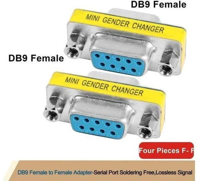 Alt view image 6 of 7 - 4-Pack DB9 Female to Female Gender Changer, 9 Pin D-SUB RS232 Serial Port Coupler Adapter for Serial Communication Devices, PLC Controllers, POS Equipment