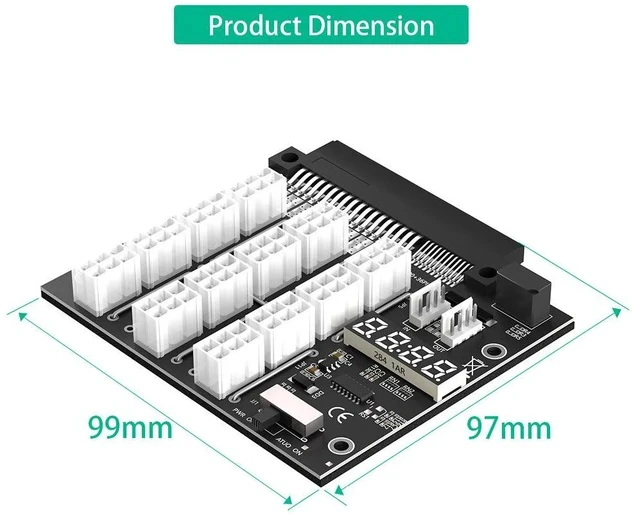 Alt view image 4 of 7 - Server Power Supply to 6-Pin GPU Adapter Board 36+24 Pin to 12 x 6-Pin PCIe Power Converter for Graphics Card Mining / Server / Workstation