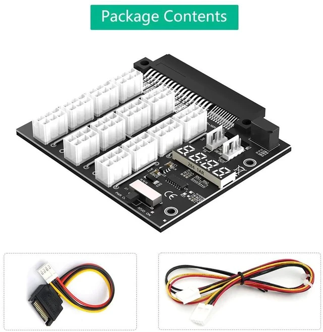 Alt view image 5 of 7 - Server Power Supply to 6-Pin GPU Adapter Board 36+24 Pin to 12 x 6-Pin PCIe Power Converter for Graphics Card Mining / Server / Workstation