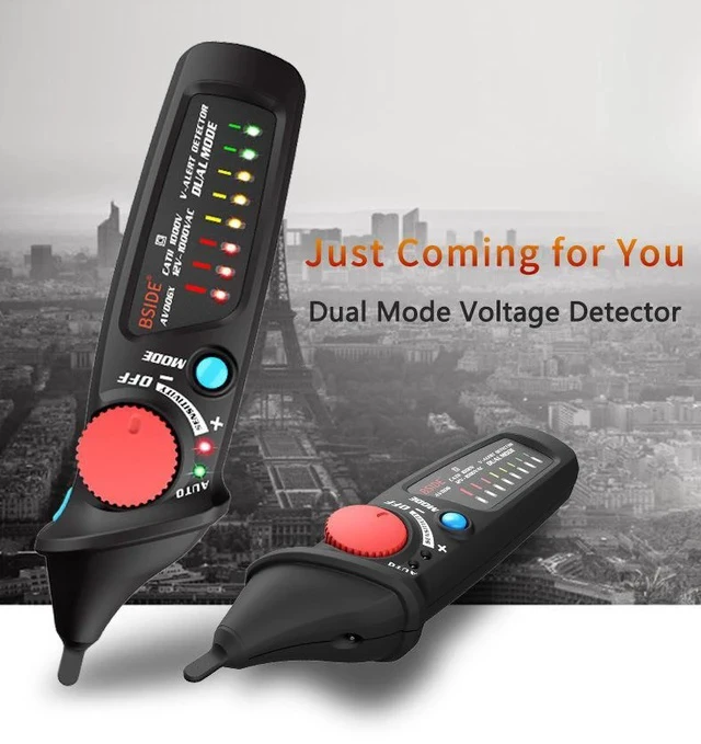 Alt view image 5 of 7 - AVD06X Smart Non-Contact Voltage Tester Pen Dual Mode (Auto/Manual), 12-1000V AC, Adjustable Sensitivity, 8 LED Indicators, Live/Neutral Wire & Breakpoint Detection