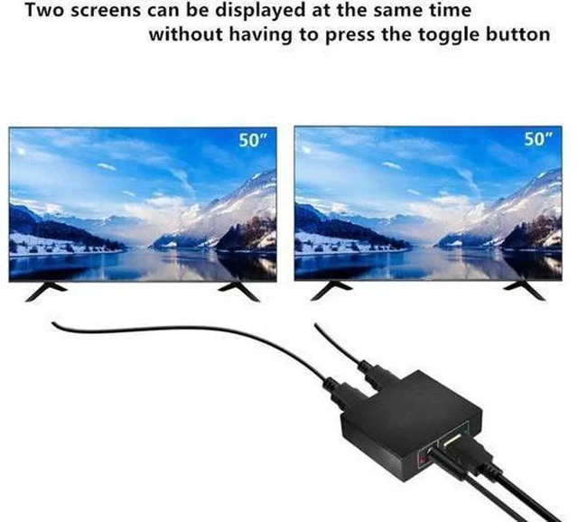 Alt view image 3 of 5 - 1 in 2 Out HDMI Splitter, Male to Dual Female HDMI Adapter Support 4K Ultra HD 3D, Duplicate Single Source to Two HDTV Displays