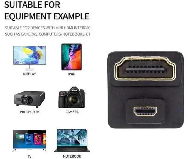 Alt view image 6 of 7 - 2 Pack 180° Angled Micro HDMI Male to HDMI Female Adapter, 4K@60Hz