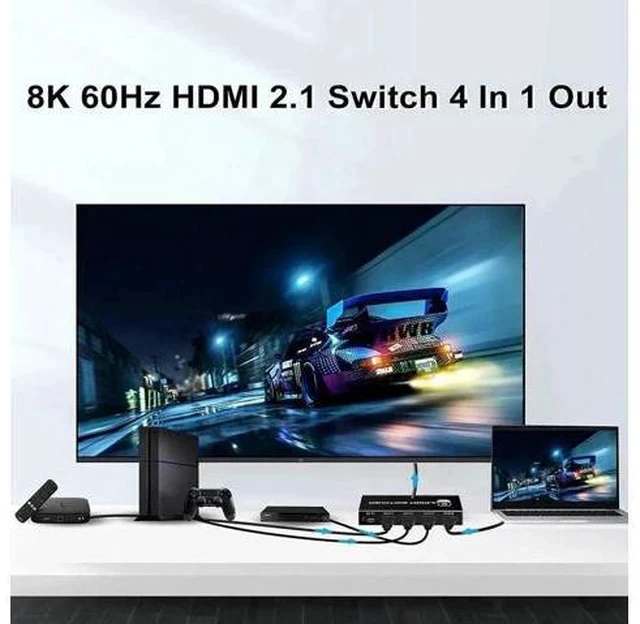 Alt view image 6 of 7 - 4 In 1 Out HDMI 2.1 8K Switch Box with IR Remote, 48Gbps Bandwidth, Support 8K@60Hz, 4K@120Hz, 2K@144Hz, HDR, CEC & Dolby Vision, Compatible with PS5, Xbox Series X
