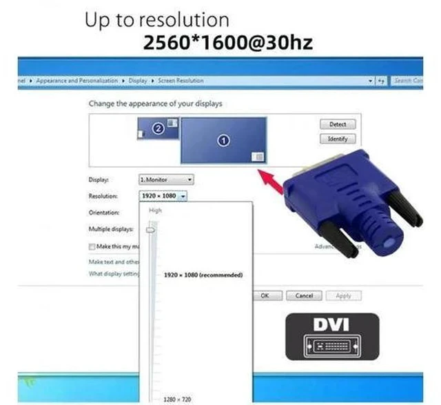 Alt view image 2 of 7 - DVI Dummy Plug Virtual Display Emulator, EDID DDC Headless Ghost Adapter, 1080P@60Hz