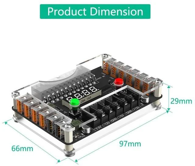 Alt view image 5 of 7 - ATX 24-Pin to 12-Port USB Adapter Board Side-Mount, Voltage Regulator / Splitter, 24P Power Distribution Board for Desktop / Mining / DIY