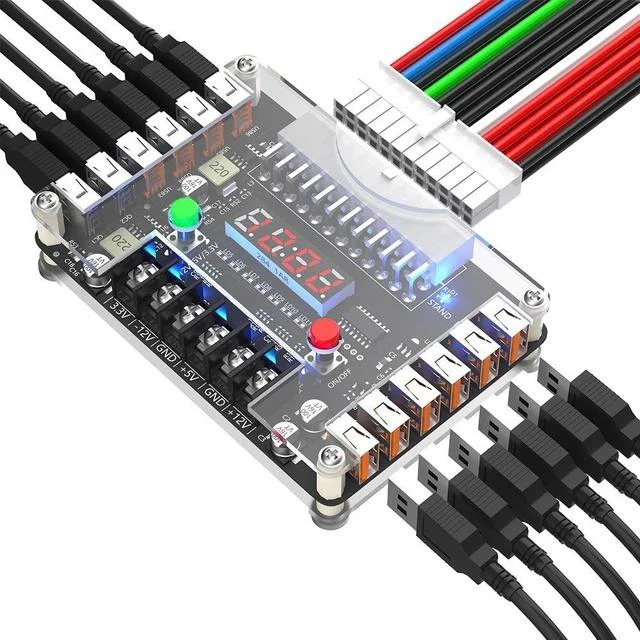 Alt view image 6 of 7 - ATX 24-Pin to 12-Port USB Adapter Board Side-Mount, Voltage Regulator / Splitter, 24P Power Distribution Board for Desktop / Mining / DIY