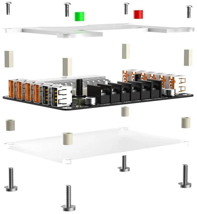 Alt view image 7 of 7 - ATX 24-Pin to 12-Port USB Adapter Board Side-Mount, Voltage Regulator / Splitter, 24P Power Distribution Board for Desktop / Mining / DIY
