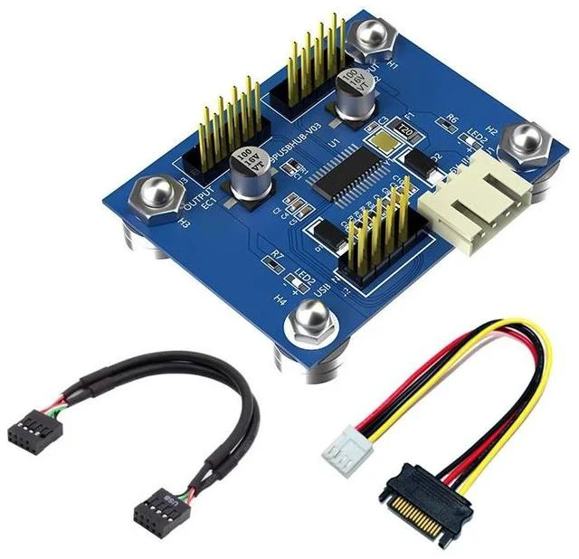 Main image of Motherboard USB 2.0 9-Pin 1-to-2 Header Splitter Vertical Dual 9-Pin Hub, Internal USB 2.0 Expansion Adapter, with Power Supply Support for Stable Connectivity