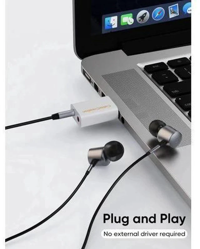 Alt view image 3 of 7 - White External USB Audio Adapter, USB Sound Card with Separate 3.5mm Headphone & Mic Jack, Plug-and-Play Driver-Free for Windows Mac Linux PC Laptop PS4
