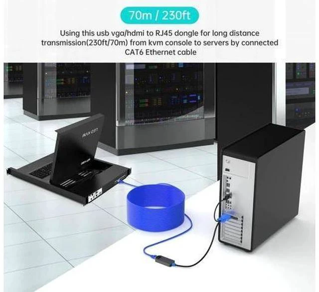 Alt view image 3 of 5 - MT-VIKI 4-Pack USB VGA over RJ45 Extender Dongles, Compatible with MT-VIKI 1708MS-IP CAT6 IP KVM Switch, Max Extension Distance 230ft/70 Meters