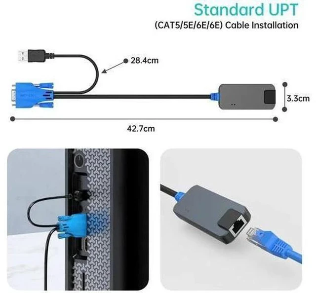 Alt view image 4 of 5 - MT-VIKI 4-Pack USB VGA over RJ45 Extender Dongles, Compatible with MT-VIKI 1708MS-IP CAT6 IP KVM Switch, Max Extension Distance 230ft/70 Meters