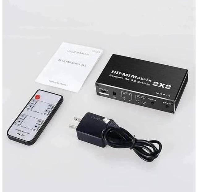 Alt view image 2 of 6 - 2x2 HDMI Matrix Switch 2 in 2 Out with IR Remote Control, HDMI 2.0b 4K@60Hz Matrix Splitter Supports HDR, HDCP1.4, Ultra HD 4K & 3D, Model OZJ3