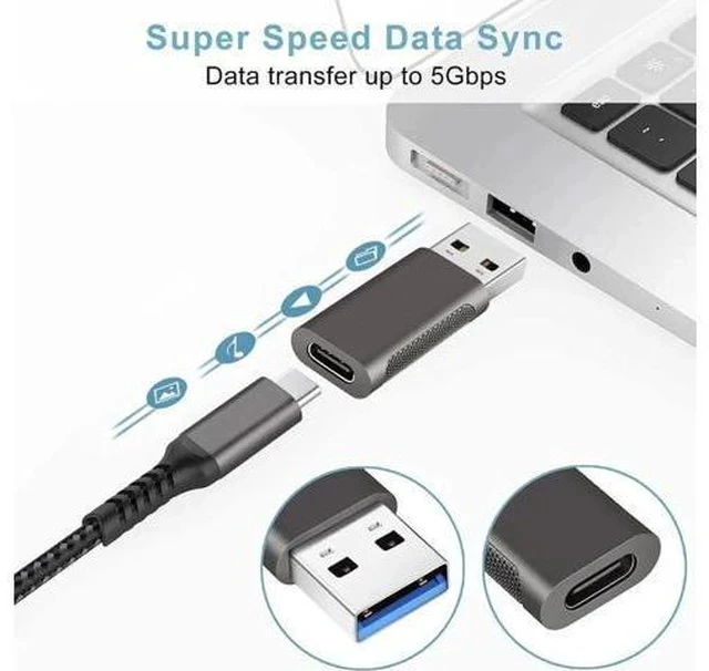 Alt view image 4 of 7 - 4 Pack USB C & USB A Converter Adapters, 2×USB-C Male to USB-A Female + 2×USB-A Male to USB-C Female, Fast Charging & High Speed Data Transfer Plug for iPhone, iPad, Laptop, PC and USB-C Devices