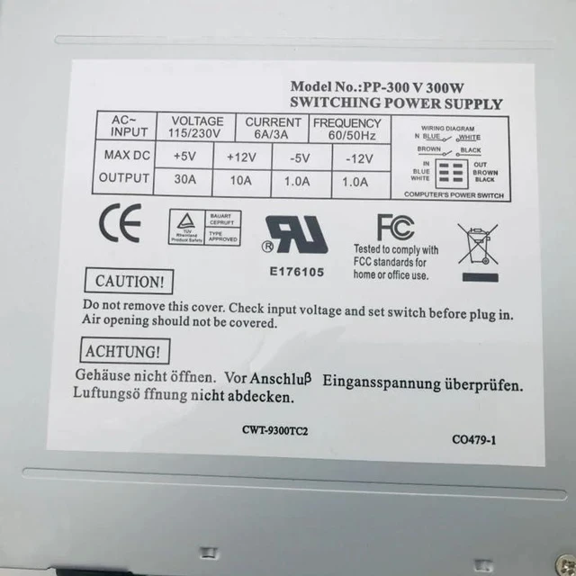 Alt view image 5 of 6 - PSU for at with Switch P8P9 300W Switching Power Supply PP-300V SPI-300G