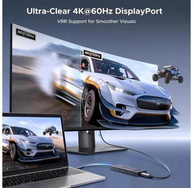 Alt view image 7 of 7 - UGREEN Revodok Pro 6-in-1 USB-C Multiport Hub, Type-C Dock with 4K@60Hz DisplayPort, 100W PD Pass-Through, 10Gbps USB-A & USB-C 3.2 Gen2 Data Ports, Compatible with MacBook Pro/Air, iPad Pro, ThinkPad