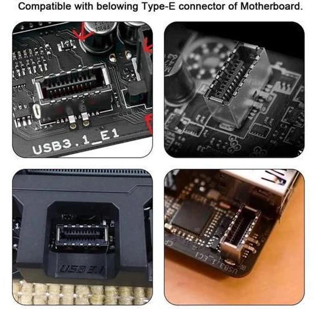 Alt view image 4 of 7 - USB3.1 Gen2 Type-E Male to USB-C Female Front Panel Adapter, Motherboard Internal Type-E Header to Reversible Type-C Port Expansion Converter