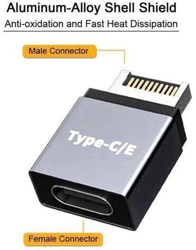 Alt view image 5 of 7 - USB3.1 Gen2 Type-E Male to USB-C Female Front Panel Adapter, Motherboard Internal Type-E Header to Reversible Type-C Port Expansion Converter