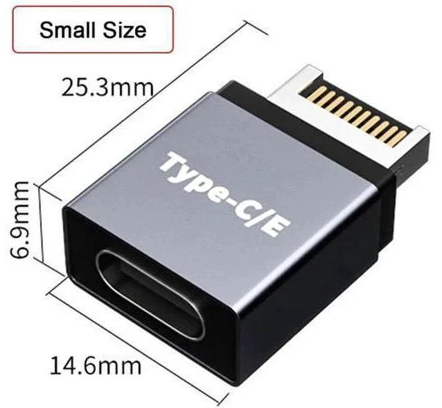 Alt view image 6 of 7 - USB3.1 Gen2 Type-E Male to USB-C Female Front Panel Adapter, Motherboard Internal Type-E Header to Reversible Type-C Port Expansion Converter
