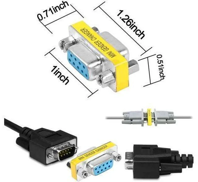 Alt view image 3 of 7 - 4-Pack DB9 Female to Female Gender Changer, 9 Pin D-SUB RS232 Serial Port Coupler Adapter for Serial Communication Devices, PLC Controllers, POS Equipment