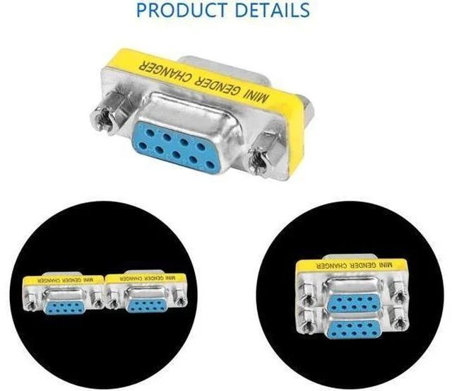 Alt view image 5 of 7 - 4-Pack DB9 Female to Female Gender Changer, 9 Pin D-SUB RS232 Serial Port Coupler Adapter for Serial Communication Devices, PLC Controllers, POS Equipment