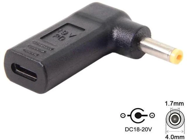 Alt view image 2 of 6 - 90 Degree Angled USB-C to DC 19V PD Trigger Emulator Adapter, Type-C PD to DC 4.0x1.7mm Barrel Jack Power Converter