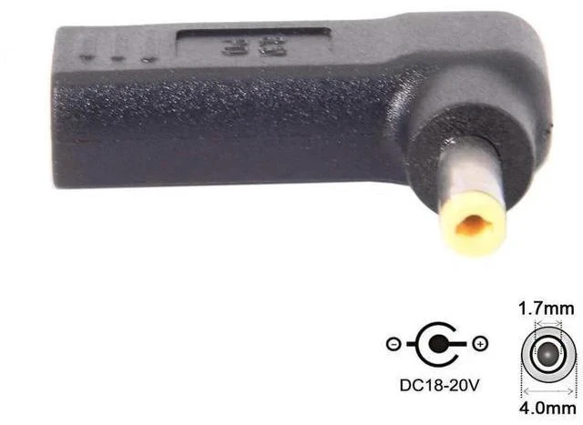 Alt view image 3 of 6 - 90 Degree Angled USB-C to DC 19V PD Trigger Emulator Adapter, Type-C PD to DC 4.0x1.7mm Barrel Jack Power Converter