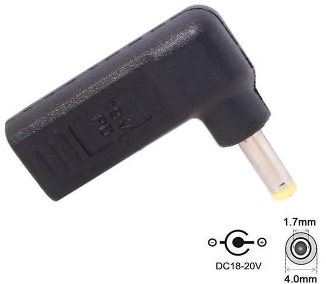 Alt view image 4 of 6 - 90 Degree Angled USB-C to DC 19V PD Trigger Emulator Adapter, Type-C PD to DC 4.0x1.7mm Barrel Jack Power Converter